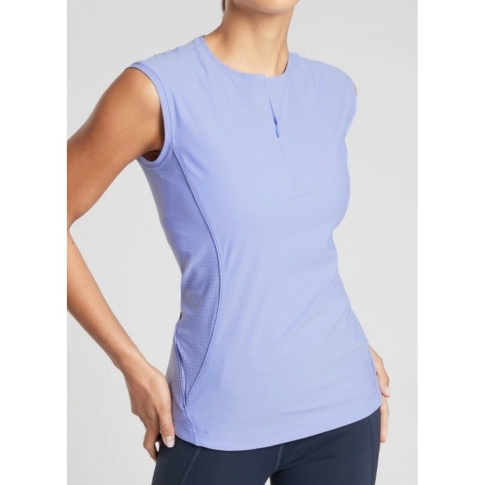 Athleta Pacifica UPF Tee Swim Beach Run Pocket 1/4 Zip Size S  Blue